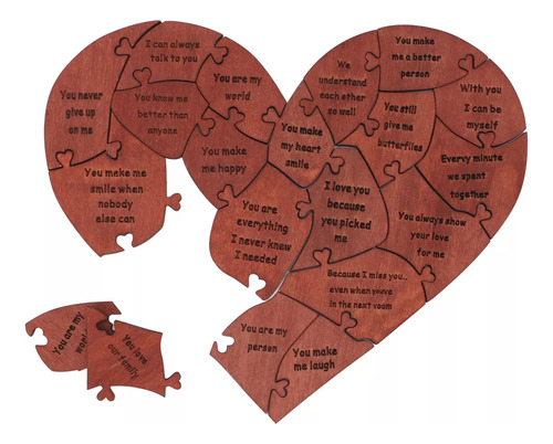 Puzle De Madera En Forma De Corazón, Regalo De San Valentín
