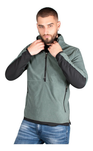 Sudadera Hombre Greenlander Fce8635 Fleece Ligera Bicolor