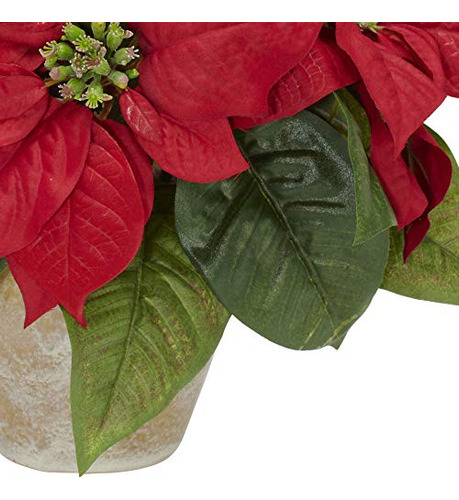 Poinsettia Artificial Con Arreglo De Flores De Seda En Jarró