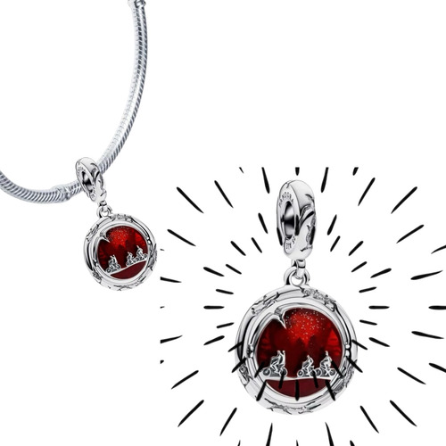 Charm Dije Strangers Redondo Things Cadena Collar S925 Plata Único