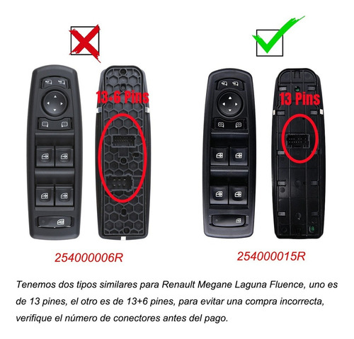 Interruptor De Janela Para Renault Megane Laguna 08-2016