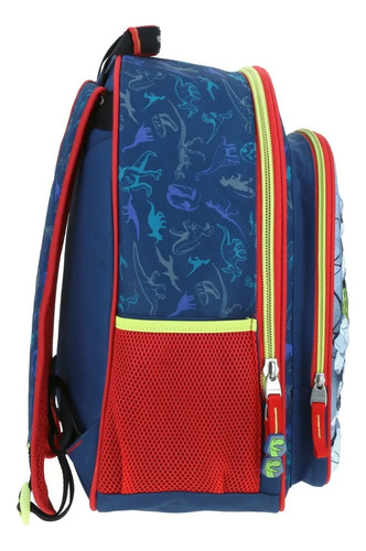 Kit Mochila Lonchera Lapicera T-rex Colmillos 3d Chenson Azul Impresion 3d