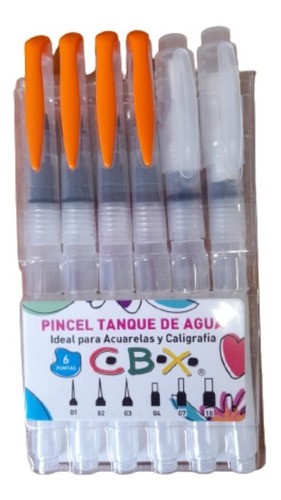 Pincel Waterbrush Tanque De Agua Cbx X6 Puntas