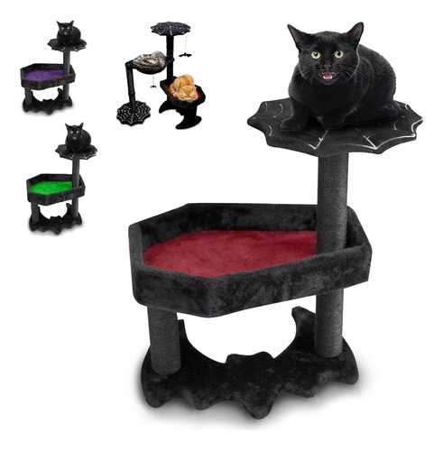 Árbol Gótico Con Cama De Ataúd Y Juguetes Para Gatos