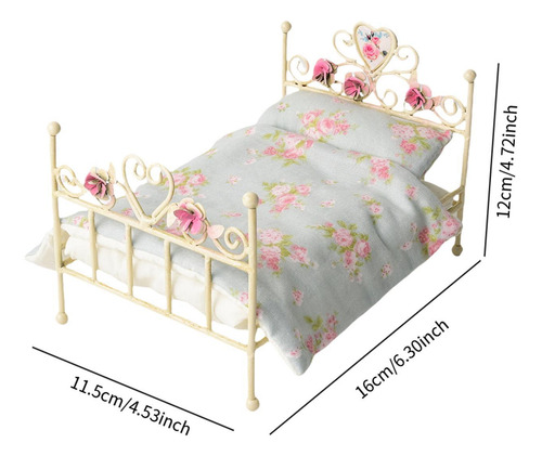 1: 12 Cama Europea En Miniatura, Mini Ropa De Cama Floral