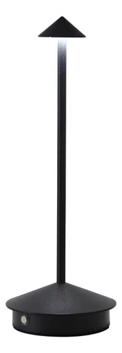 Luminária Led Abajur Moderna S/ Fio Recarregável Com Dimmer Estrutura Preto