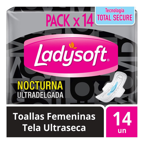 Toalla Fem Noctur Ladysoft Ultradelgada Tela Ultraseca 14un