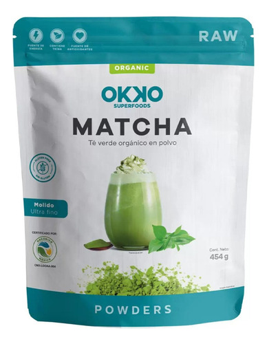 Matcha Organico En Polvo Okko 454g Sin Azúcar Ni Lactosa