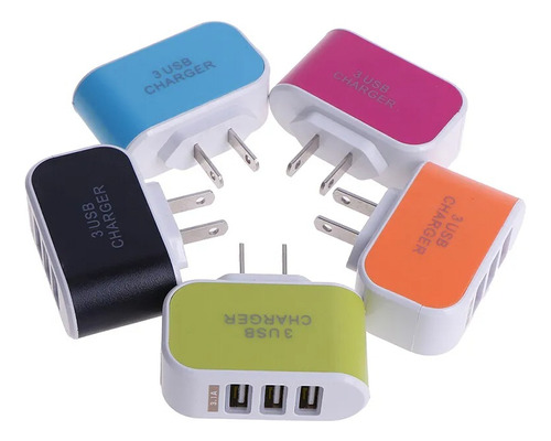 Cargador De Pared 3 Puertos Usb (taco) (3 Unidades)