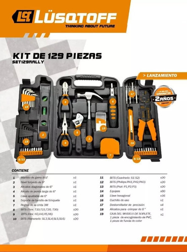 Imagen 2 de 8 de Juego Set Kit Herramientas 129 Piezas Valija Lusqtoff