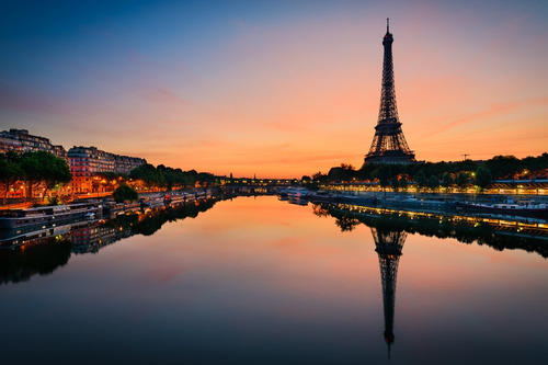 Torre Eiffel Atardecer Fotografía Cuadro Decorativo Canvas