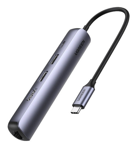 Hub Ugreen Usb-c 5 En 1 - 2 X Usb 3.0 - 1 X Hdmi - 1 X Rj45