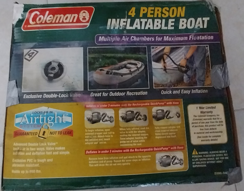 Bote Inflable Para 4 Personas Marca Coleman