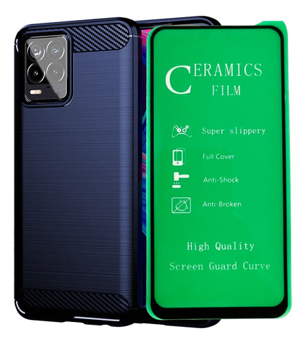 Funda Estuche Forro + Vidrio Ceramico Para Realme