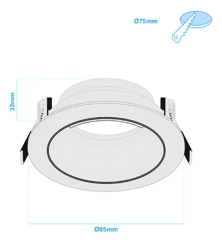 Spot Embutir Living Redondo Negro Cromado Ø8cm Para Lampara Gu10 Dicroica Led Macroled