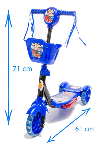 Patinete Desenho De Carrinho Suporta Até 35kg E Capacete