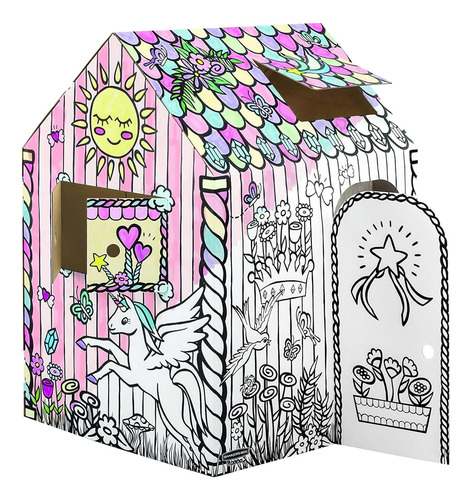 Casa De Juegos De Cartón Bankers Box At Play Color Unicornio