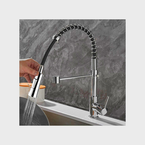 Canilla Monocomando Pico Flexible Extensible Cocina Mesada Brillante Detalles En Negro