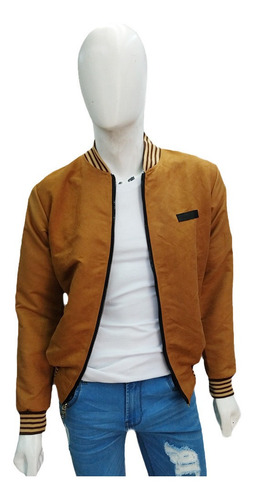 Imagen 3 de 7 de Chamarra De Hombre Bomber Gamuza Ligera Casual