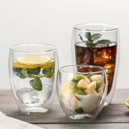 Set X6 Vaso Posillo De Vidrio Doble 80 Ml