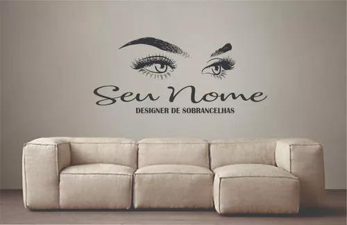 Adesivo Decorativo Designer Sobrancelha Nome Personalizado Salão de Beleza