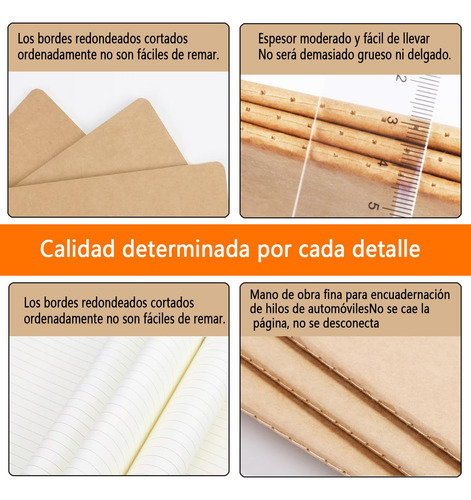 Paquete De 12 Cuadernos Papel Kraft Con Líneas Horizontales