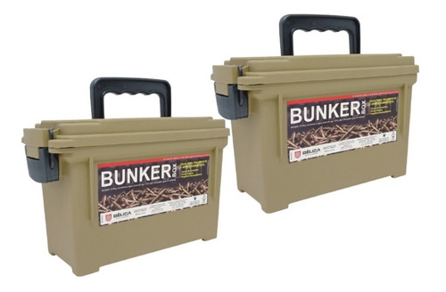 Kit 2 Caixa Multiuso Bunker Box Militar Munição / Bélica Cor 2 Coyote