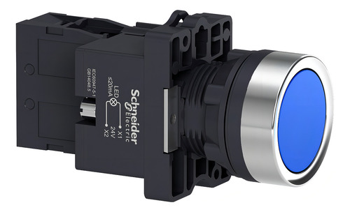 Botón de plástico con revestimiento Impulse 1na Led 24 VAC/cc 22 mm azul