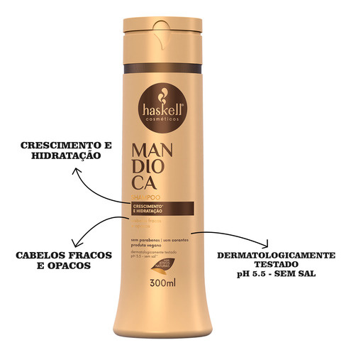 Shampoo Mandioca Haskell Crescimento E Nutrição 300ml