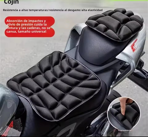 Cojin De Asiento De Gel Para Motocicleta, Cómodo 3d Universa Negro