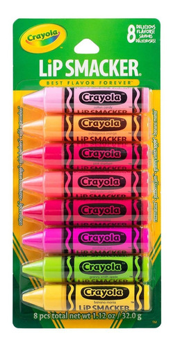 Lip Smacker Crayola · Bálsamo Labial Delicioso Sabor 8 Pack