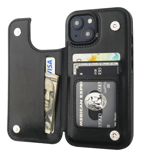 Funda Tipo Cartera Onetop Compatible Con iPhone 15 De 6.1 Pulgadas, Color Negro