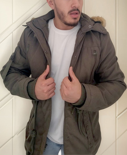Campera Hombre Parka Corderito Capucha Desmotable Polo Club