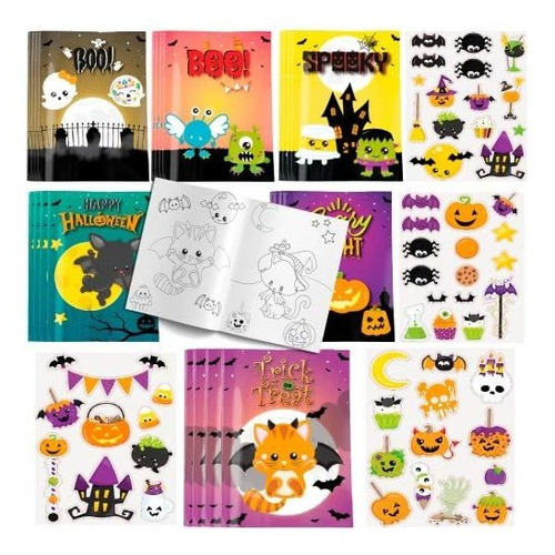Libros Para Colorear De Halloween Con Pegatinas, Paquet...