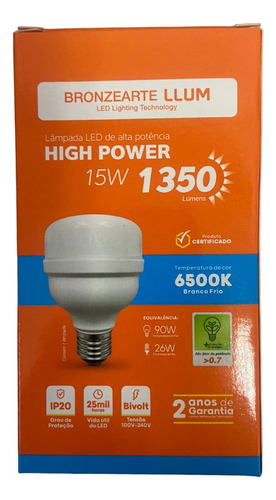 Lampada High Power 15w 6500k 1350 Lumens