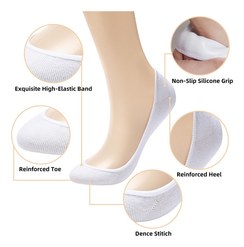 Calcetines Invisibles Para Mujer, 8 Pares,
