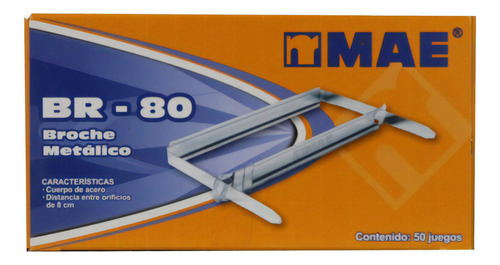 Broches Mae Metalicos C/50 Pzas Br-80 /v Color Plateado