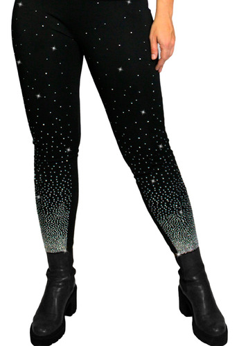 Leggins Negros Malla Completa Con Detalles Brillantes Mallon