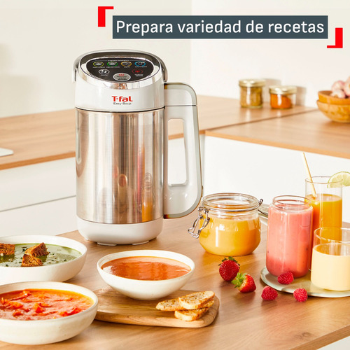 Licuadora Easy Soup T-fal, 5 Programas, 800w, Bl8411x0 Blanco/plateado