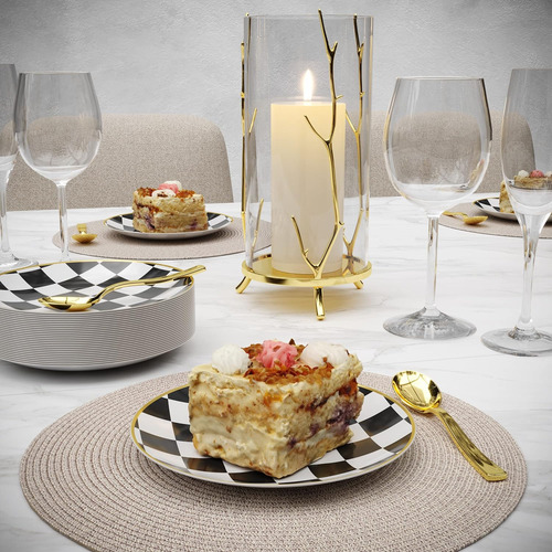 Mini Platos Desechables Para Postre Con Cucharas De Plástico
