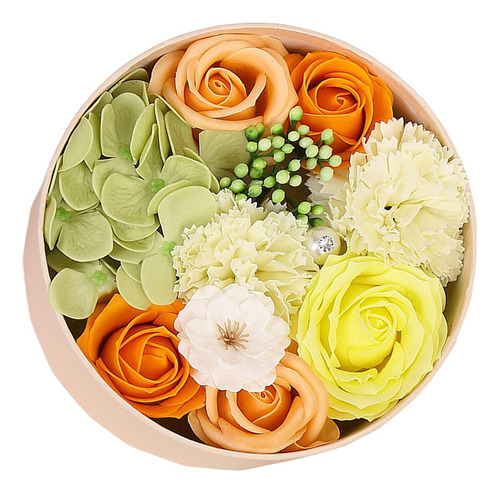 Flor De Jabón Jabón Caja De Flores De Rosas Adorno Naranja