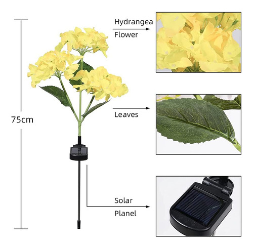 Luces De Flores Solares Led De Hortensias De 3 Cabezales Imp