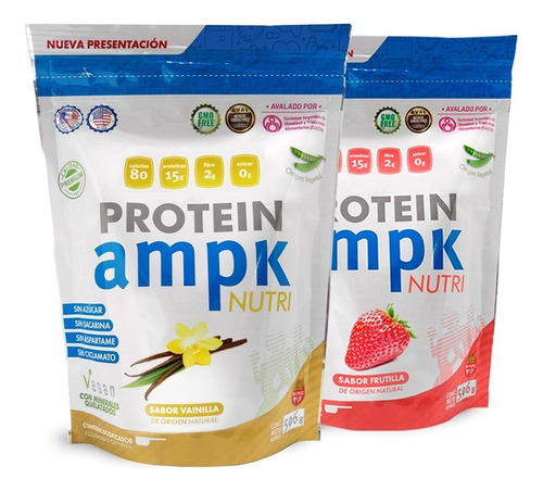 Suplemento En Proteina Framingham Pharma  Ampk Ampk Protein Proteína Vegana Sabor Vainilla - Frutilla En Bolsa De 506g Pack X 2 U