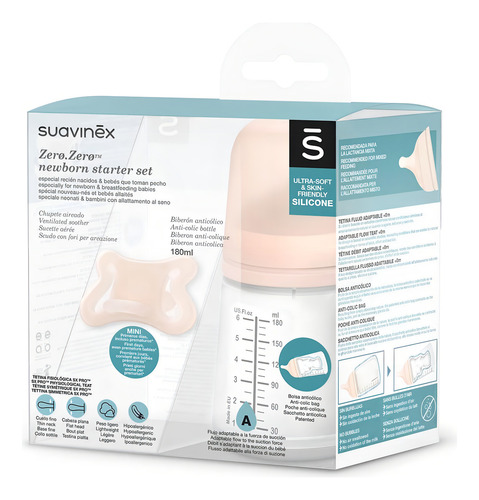 Suavinex Set Zero Bib 180ml + Chup -2+2m