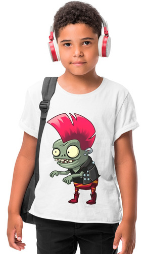 Playera Blanca Panda Plantas Vs Zombies Zombidito Punk