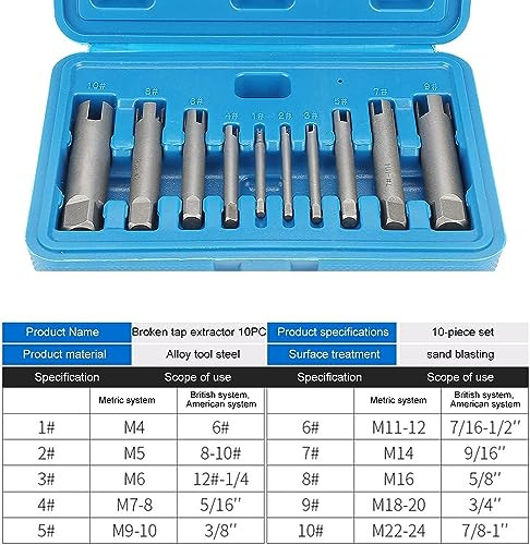 Juego De 10 Extractores De Tornillos De Acero Cabezas Rotas