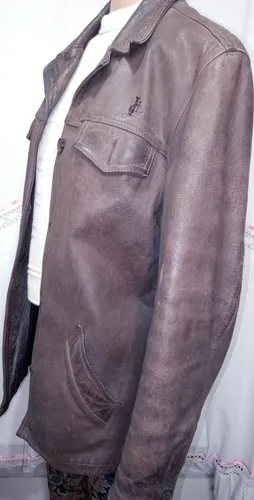 Campera De Cuero Mujer John L.cook Marron Vintage Usad (Usado)