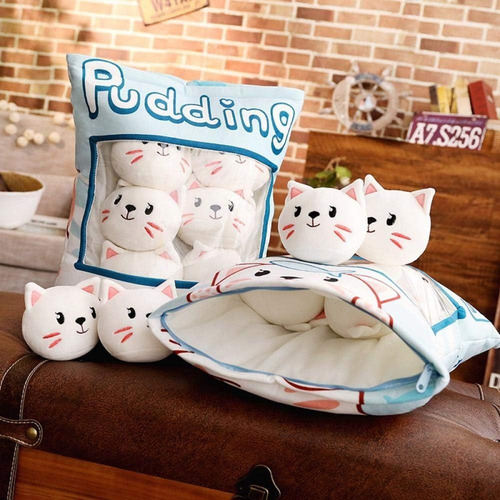 Cojin Almohada En Forma De Bolsa Relleno De Peluches De Gato