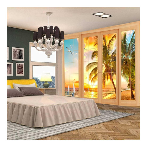 Fendrom Tapiz De Playa Beach Tropical Island Palm Tree Seas