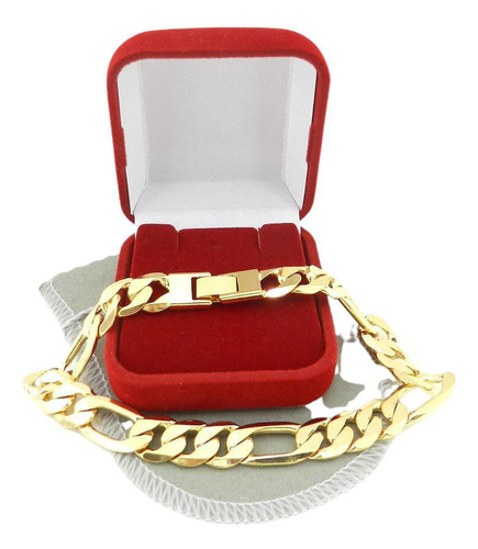 Pulseira Masculina 24cm 1cm Largura Folheado Ouro Pl452